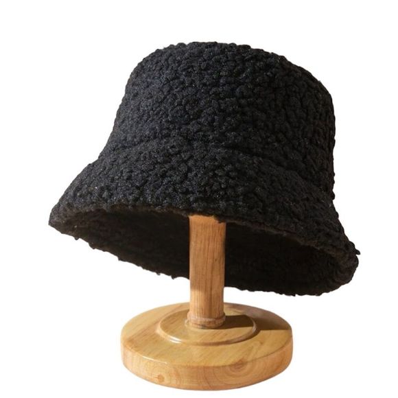 Urban Outfitters Accessories - New Black Fuzzy Fleece Bucket Hat
